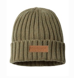 McGregor Leather Patch Beanie - Olive 1